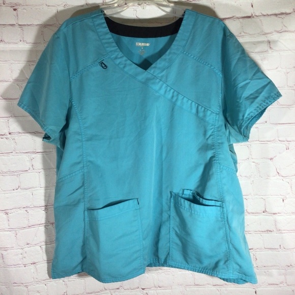 Scrubstar Turquoise Scrub Top - Size 2X - Picture 1 of 7